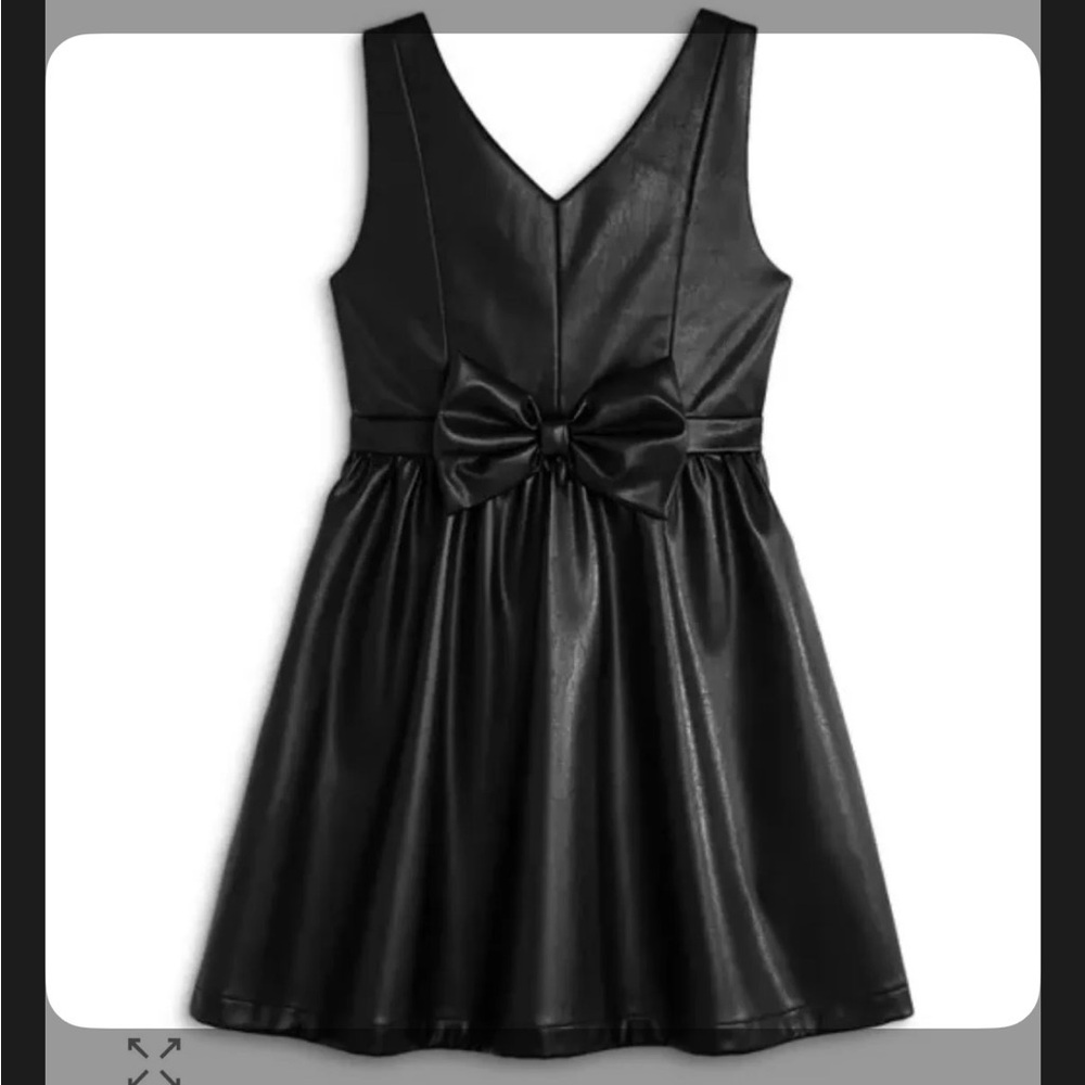 Aqua BLOOMINGDALES EXCLUSIVE Black Faux LeathersBow-Front Sleeveless Party Dress